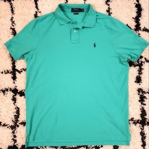 Mens Polo Ralph Lauren Classic Shirt Turquoise Blue Purple Logo Size Large